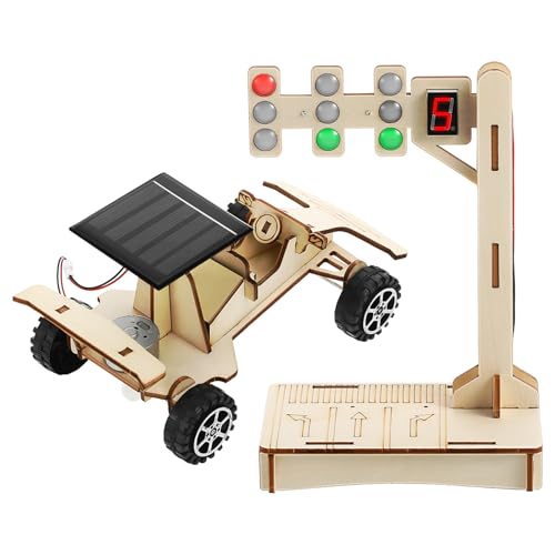 Toyvian Elektroauto-Vorbau-Wissenschaftsspielzeugset 3D-Holzpuzzle-Solarautomodell Und Ampel-Wissenschaftsprojekt Pädagogisches Solarenergieexperiment Für Jungen Und Mädchen von Toyvian