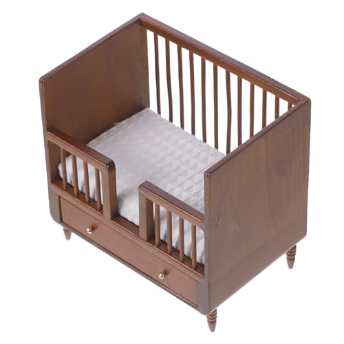 Toyvian Entzückendes Kleines Bett Winzige Bettdekoration Mini-Bett-möbel Mini- -puppenbett Mini-Bett-Figur Puppenhaus-Bett-Modell Dekoratives Kleines Bett Light Brown Hölzern von Toyvian