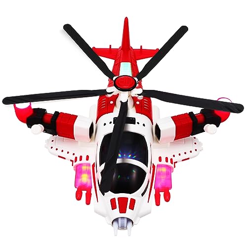 Toyvian Flugzeug Spielzeug für Kinder, Spielzeug Hubschrauber mit LED-Blinklichtern Musik 360-Grad-Drehung und Verformung für Jungen Mädchen Kleinkinder Flugzeugspielzeug von Toyvian