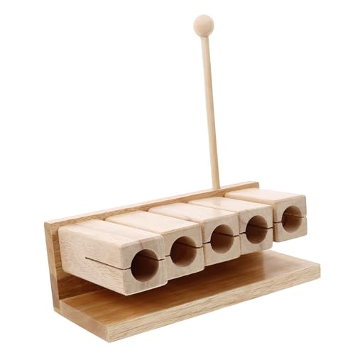 Toyvian Fünf-Noten-Klöppel Holzblock musikspielzeug Musikalisches Schlaginstrument Musikinstrument Orff-Instrumente aus Holz Musikspielzeug aus Holz hölzern Light Brown von Toyvian