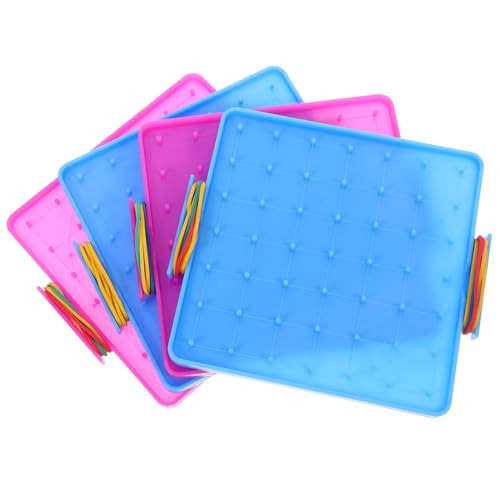 Toyvian Geoboards Für Kinder Mit Gummibändern Klassenzimmer-Set Montessori-Stecktafeln Mathetafeln-Set Manipulative Für Vorschulkinder Zufällige Farbe 4 Stück von Toyvian