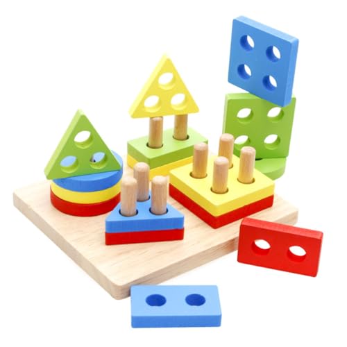 Toyvian Geometrische Bausteine Set Stapelspielzeug Und Formensortierer Für Pädagogisches Puzzle Mit Verschiedenen Geometrischen Formen Ideal Für Frühes Lernen Und Kreative von Toyvian