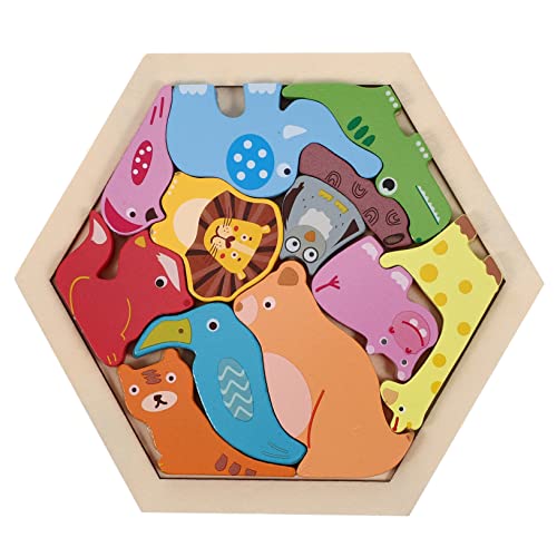 Toyvian Cartoon-Tier-Puzzles 1 Satz Holzpuzzles Für Jungen Und Mädchen Früherziehungsspielzeug Hand-Auge-koordination Sicher Für Kleinkinder von Toyvian