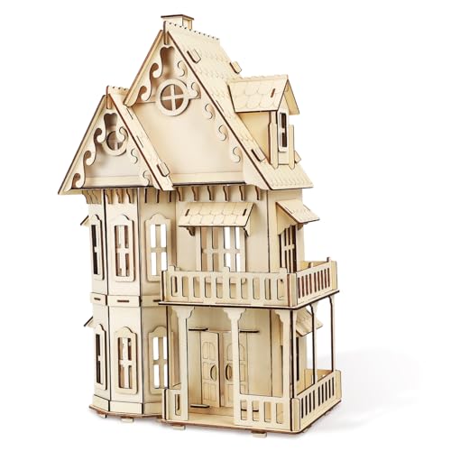 Toyvian Gotisches Villa-Puzzle DIY Puzzle Decora 3D-Puzzle Architekturrätsel 3D-Holzpuzzle Hausrätsel 3D hölzern Bretter Spielzeug Dreidimensionales Puzzle Puzzleteile von Toyvian
