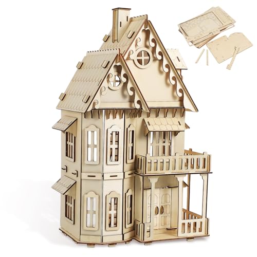 Toyvian Gotisches Villa-Puzzle pädagogisches Bastelspielzeug 3D- -Puzzle DIY Puzzle 3D-Holzpuzzle für Erwachsene 3D-Puzzle für Erwachsene hölzern Holzhaus Laserplatine von Toyvian