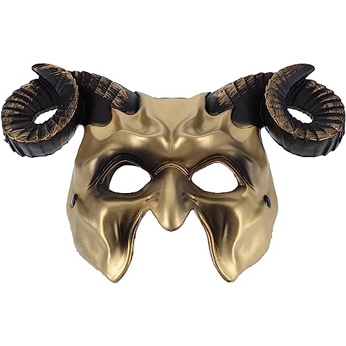 Toyvian Urlaubsparty-maske Dämon-cosplay-maske Halbgesichts-kopfbedeckung Messergriff Geist Hälfte Ochsenhornmaske Horntier Dämonenhörner Karnevalsparty Mann Plastik Halloween Stirnband von Toyvian