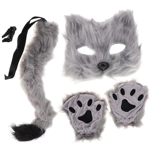 Toyvian Halloween-Maske Halbgesichtsmasken Pelzige Maske Halloween-Attacken Fuchsmasken Tiertherian Maske Wolf Maskerade-Maske Cosplay-Fuchs Maskenfuchs Masken-Cosplay Kunstpelz von Toyvian