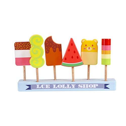 Toyvian Holz Am EIS Am Stiel So Tun Sie Sich Eiswagen für Kinder EIS Spielzeug für Kinder Set Fake Ice von Toyvian