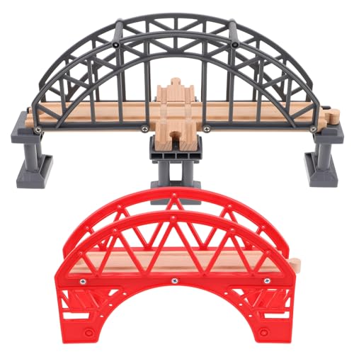 Toyvian Holz-Eisenbahn-Gleisset Holz-Eisenbahn-Zubehör Holz-Eisenbahn-Set Eisenbahn-Brücke-Modell Cross-Eisenbahn-Spielzeug Zug-Szenen-Layout-Requisiten Spielzeug Für Kinder Kleinkinder von Toyvian