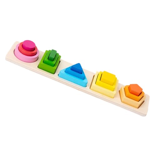 Toyvian Holz Sortier Und Stapelspielzeug Geometrisches Matching Turm Brettspiel Für Kognitives Lernspielzeug Für Kleinkinder Farben Und Formen Erkennen Aus Holzklötzen von Toyvian