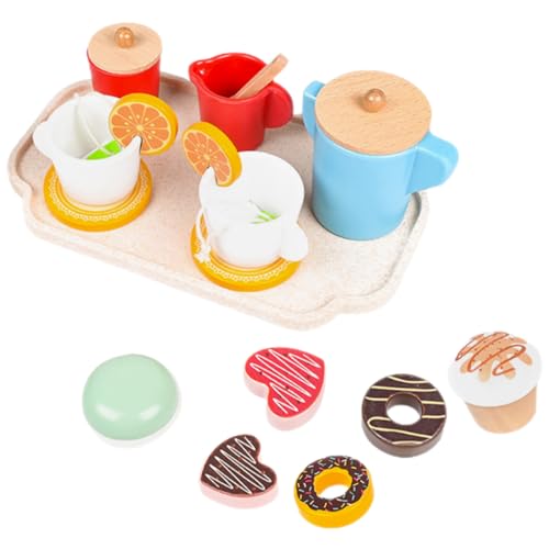 Toyvian Holzspielzeug Nachmittagstee Set 1 Set Miniature Teeservice Mit üßen Desserts Für Rollenspiel Für Kreative Teepartys Und Spielküche Ab 3 Jahren von Toyvian