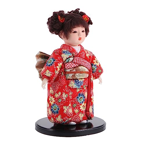 Toyvian Japanische Puppe Stehende Geisha-Puppe Japanische Kinder-Ornament Figur Vintage-Puppen Japanisches Mädchen-Auto- Vintage-Spielzeug Schreibtisch Japanische von Toyvian