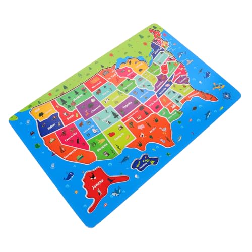 Toyvian Karten-Puzzle-Spielzeug Holz USA Karte Puzzle USA Staaten Puzzle Amerika Puzzle Spielzeug Kinder rätsel lustiges Lernspielzeug Puzzles Karte der Vereinigten Staaten hölzern von Toyvian