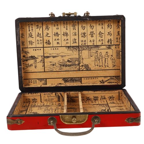 Toyvian Kasten Mahjong-Box Mahjong-fliesenhalter Mahjong-Fliesen-hülle Mahjong-Halter Schmuck Organizer Brust Mahjong-aufbewahrungskoffer Holzbehälter Mahjong-Container Hölzern Rot von Toyvian