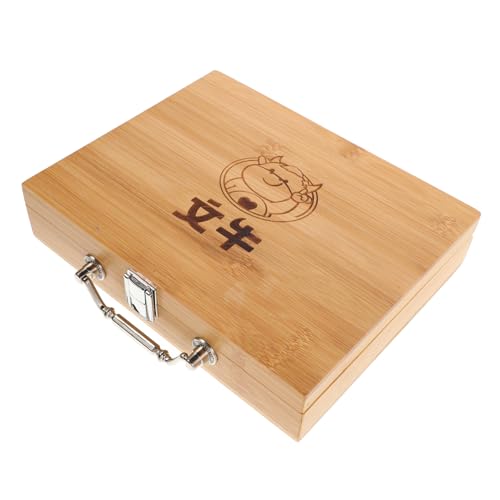 Toyvian Kasten Mini-Mahjong-Box Leere Mahjong-Fliesen-hülle Traditionelle Aufbewahrung Von Mahjong-Fliesen Für Mahjong-Fliesen Tragbarer Mahjong-Organizer Beige Hölzern von Toyvian