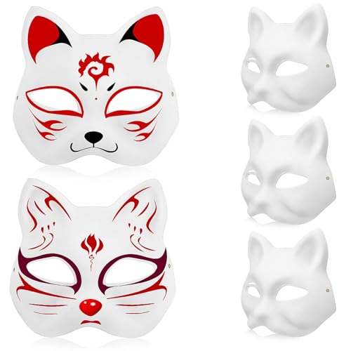 Toyvian Katzenmaske -Masken 5 Stück Weiße Katzenmasken Zum Bemalen Halb Leere Diy-Masken Halloween-Maske Tier-Halbe Cosplay-Anziehmaske Maskerade Katzenmasken Party von Toyvian