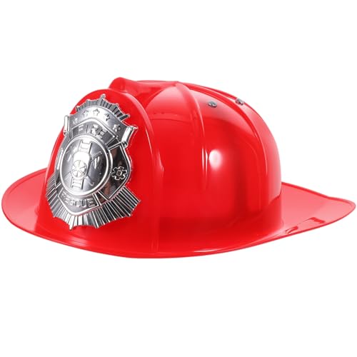 Toyvian Kinder-Feuerwehrmann-Hut-Helm – Kunststoff-Feuerwehrmann-Helm Kinder-Feuerwehrmann-Helm Kostümzubehör Feuerwehr-Schutzhelm Für Kinder-Feuerwehrmann-Party Rot von Toyvian