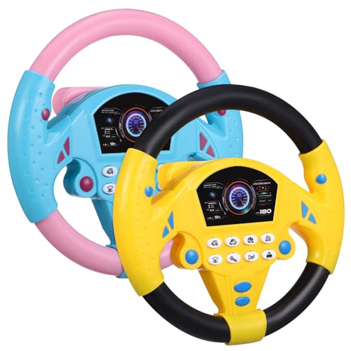 Toyvian Kinder-Lenkrad-Spielzeug 2 Stück Simuliertes Fahr-Lenkrad-Spielzeug Mit Licht Und Musik Fahr-Controller-Auto-Spielzeug Frühe Entwicklung Lernspielzeug Geschenk Für Kinder von Toyvian