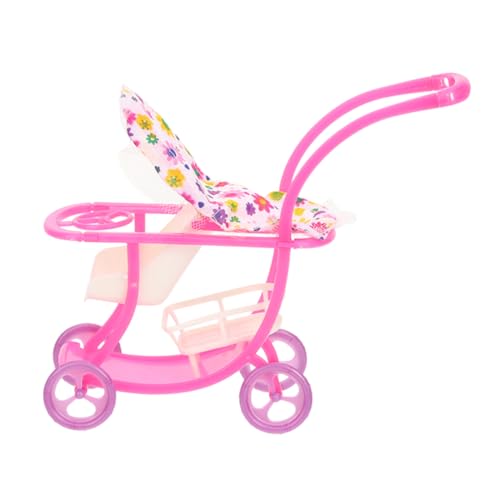 Toyvian Kinderwagen Babyauto Mini-Puppenwagen Puppenzubehör Babyspielzeug Zubehör für Babypuppen Puppenwagen Modell Puppenwagen Simulationspuppenwagen Puppenwagen Modell Stoff Rosa von Toyvian