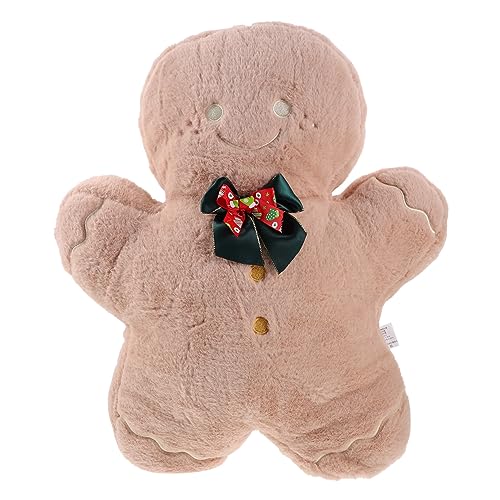 Toyvian Lebkuchenmannkissen Dekoration Christbaumschmuck Plüsch Herren weihnachtsdeko Bedroom Decor weihachtsgeschenk plushbit dekoratives Kissen Schlafkissen PP Baumwolle Brown von Toyvian