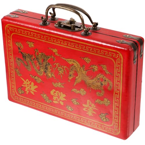 Toyvian Mahjong-Box Klassischer Chinesischer Mahjong-Spiel-Organizer Leeres Mahjong-Fliesen-Etui Holz-Schmuckschatulle Mit Reisebox Für Chinesisches Neujahrsspiel Rot von Toyvian