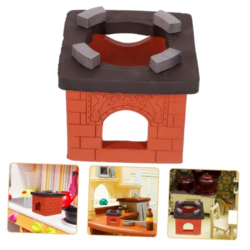 Toyvian Mikro-Landschaftsofen Puppenhaus-Kochherd Kind, das kocht Mini-Spielhausmöbel für kinderspielzeug bastelzeug Mini-Herd Puppenhausmöbel Keramik Coffee von Toyvian