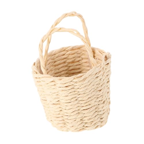 Toyvian Mini-Aufbewahrung skorb Lebensmittelspielzeughaus Webstuhl Picknickkorb-Spielzeughaus Mini Korb Korb spielzeugkorb Hausspielzeug Puppenhaus-Eierkorb Rattan Beige von Toyvian