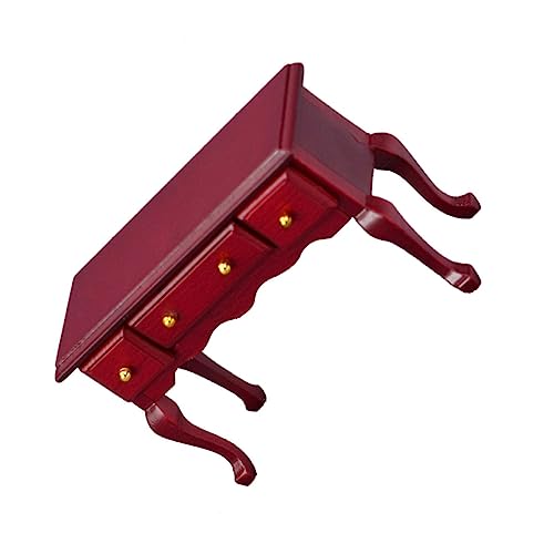 Toyvian Mini-Heimmodell Bookshelf Bookstand Modellbau Tables schulbuchständer tischhussen Schreibtisch für Fotografie-Requisiten möbel Modell Puppenhausmöbel aus Holz hölzern rot von Toyvian