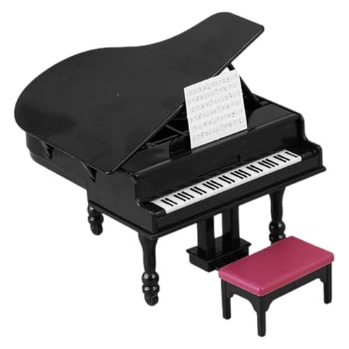 Toyvian Mini Piano Dollhouse Möbel Miniaturpuppenhaus Grand Piano Klavier Keyboard -Spielzeug Für Kinder Puppenhaus Klavier Modell Mini Piano Stuhl Spielzeug Miniaturpuppenhaus Dekoration von Toyvian