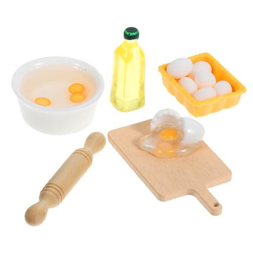 Toyvian Miniatur Küchenaccessoires Set Rolling Pin Schüssel Eier Schneidebrett Und Ö Figur Für Puppenhaus Dekoration Feine Miniatur Küche Ornamente Für Kinderzimmer Und von Toyvian