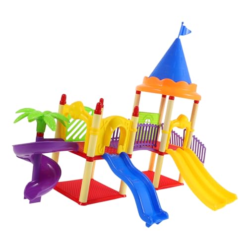 Toyvian Miniatur-Spielplatzmodelle Kinder-Mini-Rutsche Spielzeugmodell Kunststoff-Spielgeräte Stielspielzeug Für Kinder Mini-Spielplatz Puppenhaus-Dekoration von Toyvian