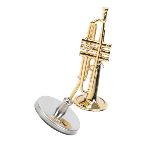 Toyvian Modell Eines Blasinstruments Kleine Trompete Mini-Musikinstrument Nachbildung Eines Trompetenmodells Musikinstrumentenmodell Trompeten-Desktop-Ornament Saxophon Miniatur Kupfer von Toyvian