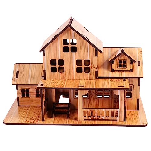 Toyvian Modell Eines Montagehauses Aus Holz Handwerk Holz Schmuckhandwerk Für Gehirn Kunst Und Handwerk Für Holzspielzeug Selber Machen Holzbau-Puzzle Holzhaus Werkzeugkasten Kind Hölzern von Toyvian