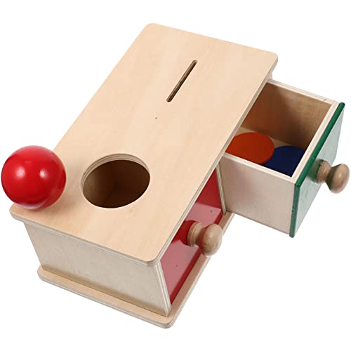 Toyvian Montessori Holzspielzeug, 2 in 1 Montessori Objekt Permanence Box Ball Drop Spielzeug mit Münzbox und Schublade für Säuglinge, Babys und Kleinkinder von Toyvian