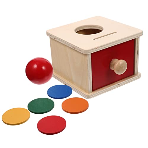 Toyvian Montessori-Holzspielzeug 2 In 1 Montessori-Objektpermanenz Box Kugelfall Spielzeug Montessori-Münzbox Mit Schublade Für Säuglinge Kleinkinder von Toyvian