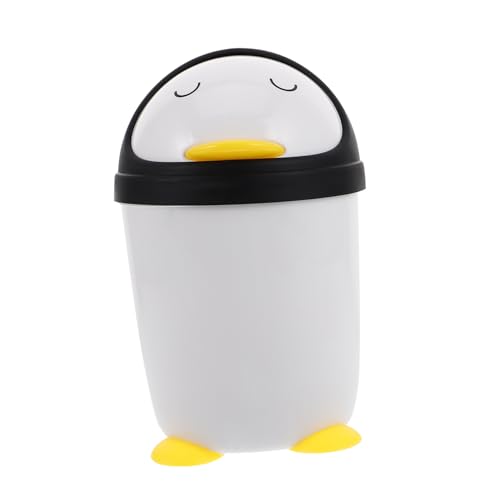 Toyvian Niedlicher Pinguin-Mini-mülleimer Mit Deckel, Kleiner Kunststoff-mülleimer, Schreibtisch-abfallkorb, Eleganter Mini-mülleimer Für Den Schreibtisch, Kleiner Mülleimer Für Die Küche von Toyvian