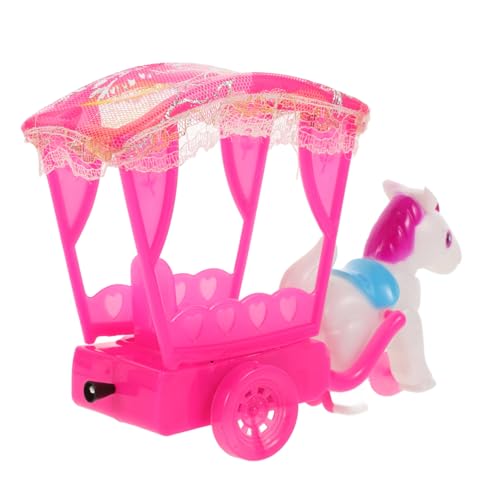 Toyvian Ponyspielzeug Auto für Kleinkinder Kleinkind Auto zurückziehen Babyspielzeug Modellauto Spielzeug Pferdekutsche Spielzeug Kutsche Gastgeschenke Spielzeug für Mädchen Plastik Rosy von Toyvian