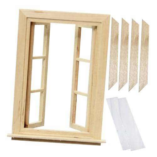 Toyvian Puppenhaus 6 Fenster bastelset basteln für bastelzeug für puppenstubenmöbel Kid Toys Safe Toy Puppenmöbel Mini Möbel Zubehör für Puppenhäuser Holz von Toyvian