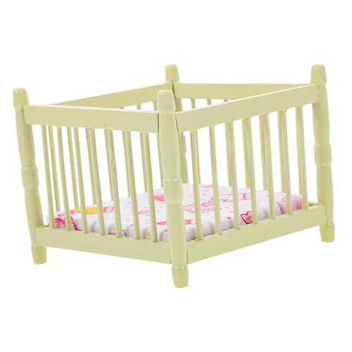 Toyvian Puppenhaus Krippe Babypuppenbett Mini-babybett Minibett Für Puppen Miniaturbettmodell Mini-hausschmuck Puppenhauszubehör Dekoratives Puppenbett Spielzeug Babybett Polyester von Toyvian