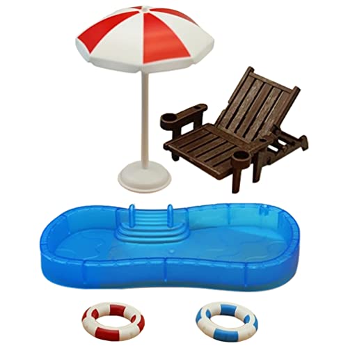 Toyvian Puppenhaus Mini Schwimmbad Miniatur Strandkorb Set Puppenhaus Dekorationen Sommer Puppenhaus Zubehör Mini Puppenhaus Möbel Spielzeug Geschenk Für Kinder von Toyvian