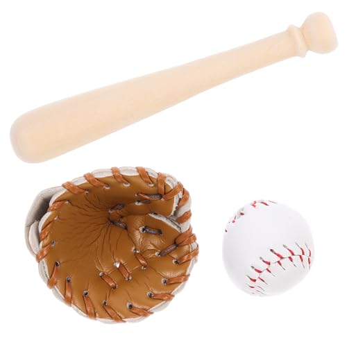 Toyvian Puppenhaus Zubehör Miniaturen Sport Baseball Kits Fledermaus Handschuh Ball Set Miniatur Baseball Kit für Mini Haus Sport Feengarten Kuchen Topper Dekoration Braun von Toyvian