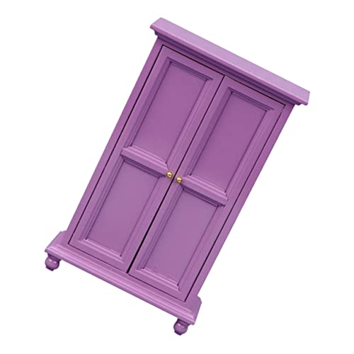 Toyvian Puppenhausdekoration Miniaturpuppen Bausätze Puppenschrank Schrankmodell Mini-Puppen Miniatur-hausbausatz Winzige Möbel Puppenhaus-bausatz Puppenkleidung Violett Holz von Toyvian