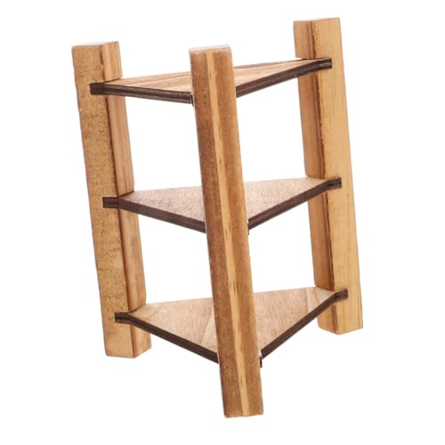 Toyvian Puppenhausschrank holzküche holzmöbel holzspielzeug kleines Regal Puppenhaus kleine möbel für zu Hause Mini-Bücherregal für die Dekoration Mini-Tisch Miniaturmöbel Khaki von Toyvian