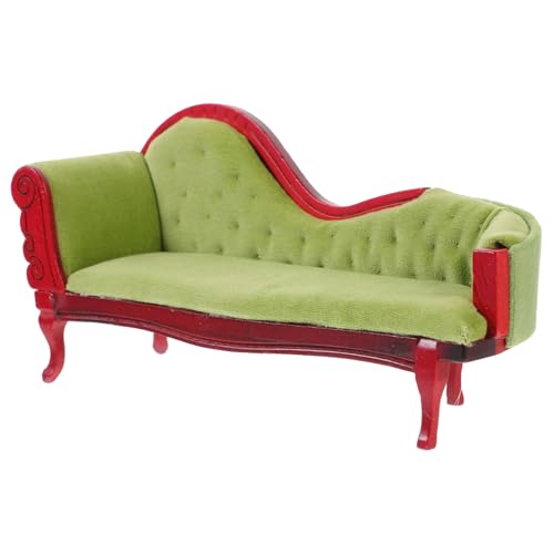 Toyvian Puppenstubensofa Miniatur Puppenmöbel Puppenwagen Bausätze Bausatz Häuser Dekoratives Kleines Sofa Mini-Sofa-Figur Winziges Sofadekor Mini-sofamöbel Light Green MDF von Toyvian