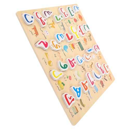 Toyvian Puzzle Briefbrett arabisches passendes Spielzeug Rätsel des arabischen Alphabets lustige passende spielzeuge Kindererziehung Spielzeug Alphabet basteln Kleinkind hölzern von Toyvian