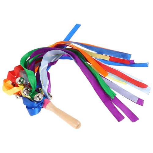 Toyvian Regenbogenbandglocke Bandluftschlangen für Kinder Bänder für rhythmische Gymnastik Farbige Bänder Festliche Bänder Gymnastikbänder -Hochzeitsschlangen Babyrassel aus Holz ， von Toyvian