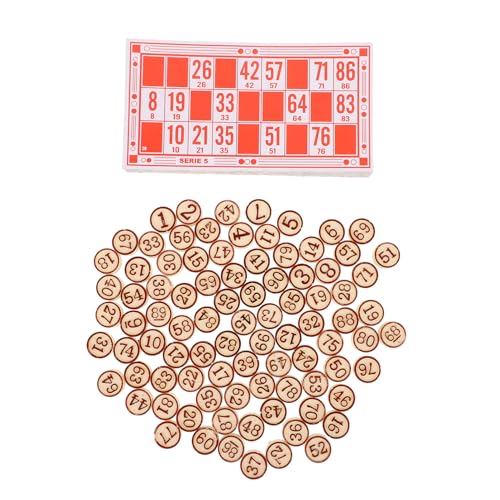 Toyvian Russisches Bingo-Spielset Russisches Lottospiel Reise-Bingo-Set Brettspiel Logisches Schachspiel Spielzeug Russisches Tambola-Set Aus Holzfässern Bingokarten Chips von Toyvian