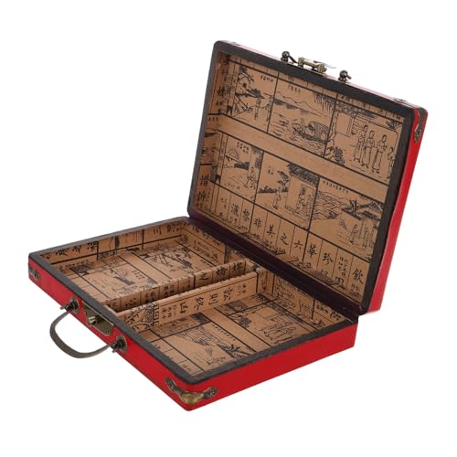 Toyvian Satz Mahjong-Box Griff Mahjong-Halter Mahjong-fälle Retro Mahjong-Fall Mahjong-Koffer Mit Großer Kapazität Container Mahjong-zubehör Mahjong-behälter Mahjong-Inhaber Pu Dark Brown von Toyvian