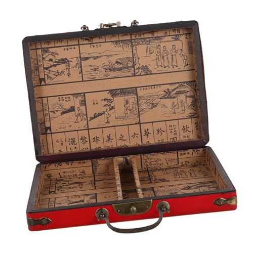 Toyvian Satz Mahjong-Box Mahjong Vintage Mahjong-Set Mahjong-Organizer Schützende Mahjong Box Mahjong-Koffer mit großer Kapazität Retro Pu Dark Brown von Toyvian