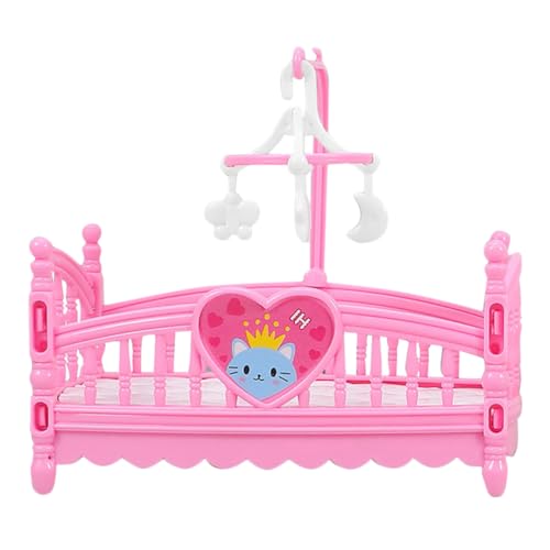 Toyvian Satz Puppenhaus-Cartoon-Bett Miniküche Puppenküche Babybett für Puppen Puppenbett puppenmöbel Set für Puppenhaus-Miniaturen Puppenhaus-Miniaturzubehör Abs Rosa von Toyvian